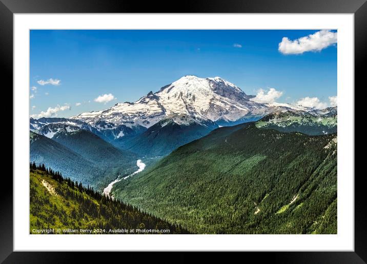 Mount Rainier White River Crystal Mountain Lookout Pierce County Framed Mounted Print by William Perry