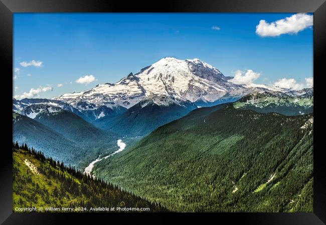 Mount Rainier White River Crystal Mountain Lookout Pierce County Framed Print by William Perry