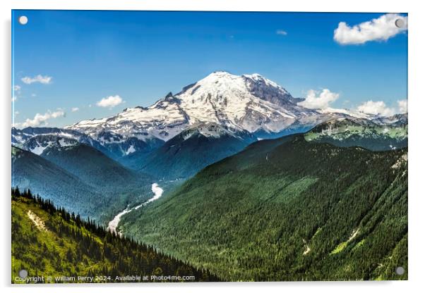 Mount Rainier White River Crystal Mountain Lookout Pierce County Acrylic by William Perry