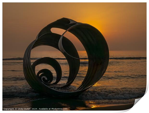 St Mary's Shell, Cleveleys at sunset Print by Vicky Outen