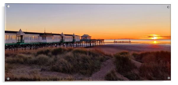 St Anne's Pier and Dunes, Sunset Acrylic by Michele Davis