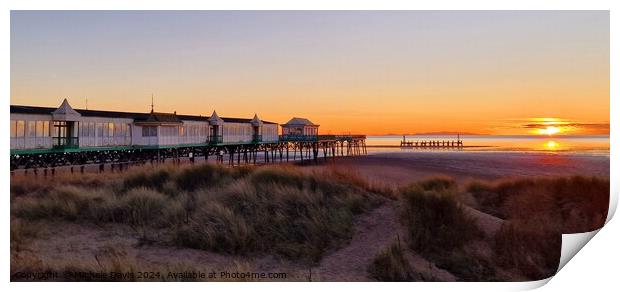 St Anne's Pier and Dunes, Sunset Print by Michele Davis