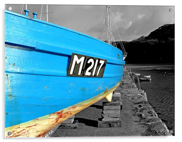 Blue Boat Acrylic by Neil Evans