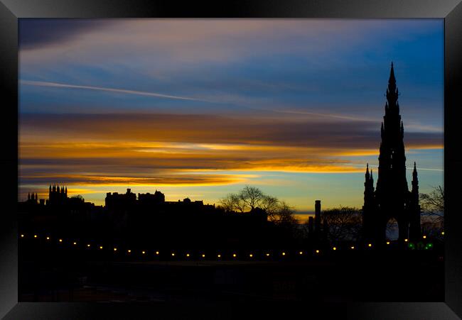 Edinburgh Sunset Skyline  Framed Print by Alison Chambers