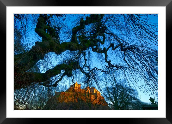 Edinburgh Castle Sunset Framed Mounted Print by Alison Chambers