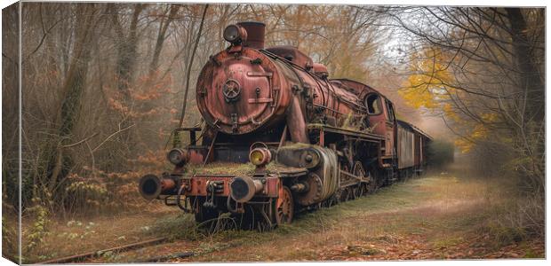 Abandoned American Steam Locomotive Canvas Print by T2 