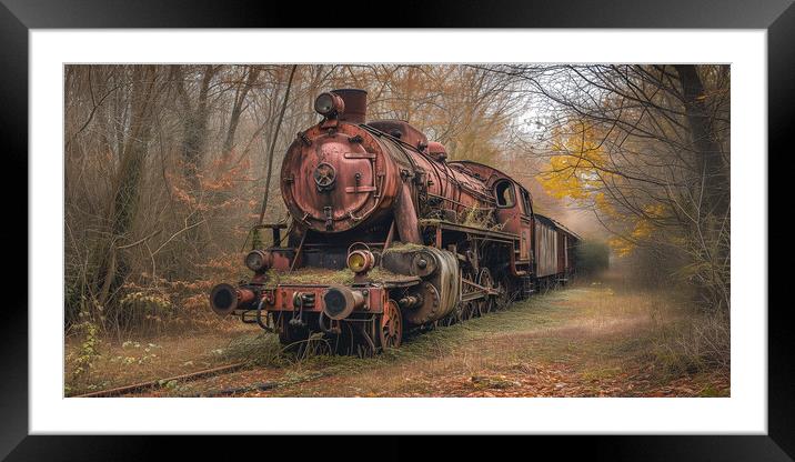 Abandoned American Steam Locomotive Framed Mounted Print by T2 