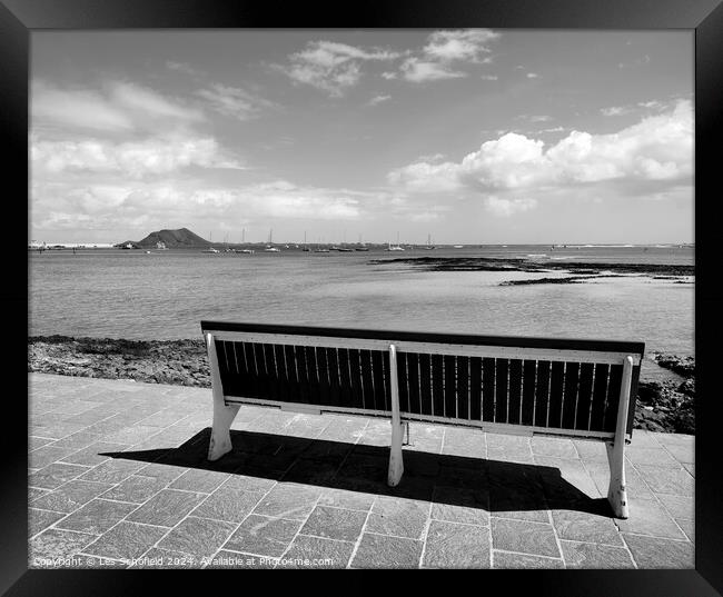 Seat with s view Framed Print by Les Schofield