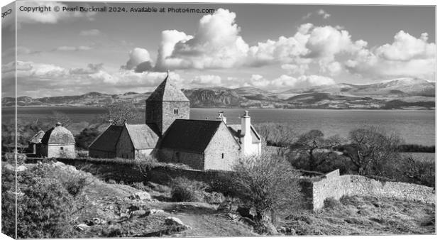 Penmon Priory Isle of Anglesey panoramic mono Canvas Print by Pearl Bucknall