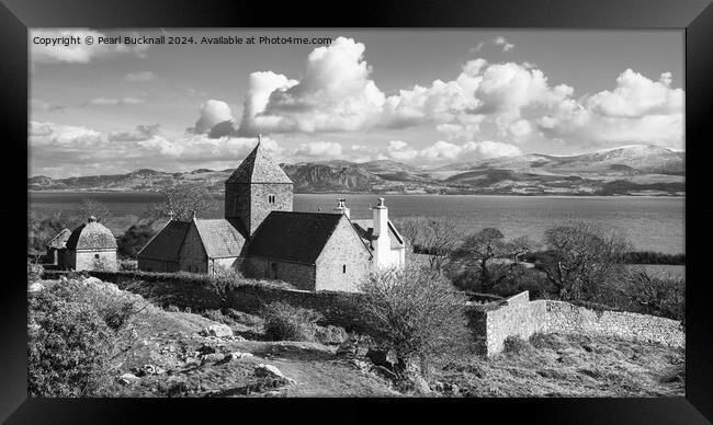 Penmon Priory Isle of Anglesey panoramic mono Framed Print by Pearl Bucknall