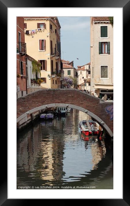 Waterways of Venice  Framed Mounted Print by Les Schofield