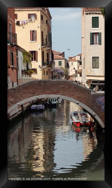 Waterways of Venice  Framed Print by Les Schofield