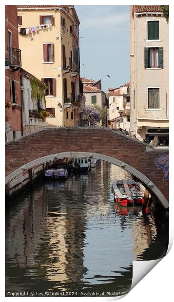Waterways of Venice  Print by Les Schofield