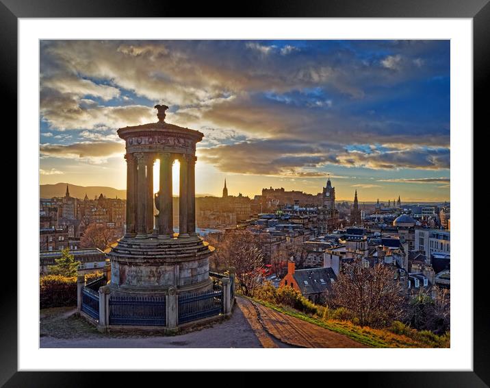 Edinburgh from Calton Hill at Sunset Framed Mounted Print by Darren Galpin