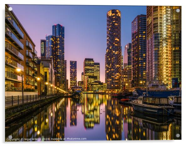 South Dock, Canary Wharf Acrylic by Nigel Wilkins