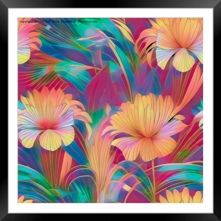 Rainbow Flowers Framed Mounted Print by Lynn Bolt