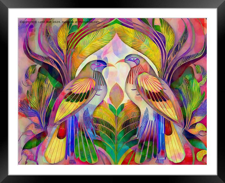 Love Birds Art Deco Style Framed Mounted Print by Lynn Bolt