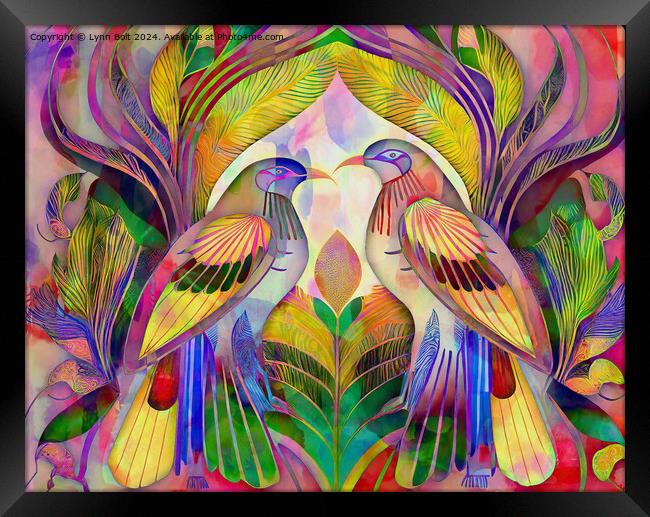 Love Birds Art Deco Style Framed Print by Lynn Bolt