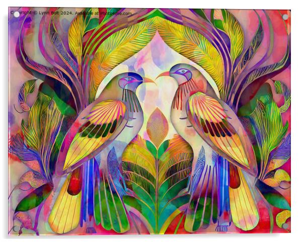 Love Birds Art Deco Style Acrylic by Lynn Bolt