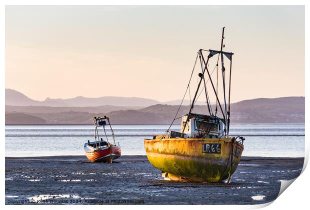 Two boats in Morecambe Bay Print by Keith Douglas