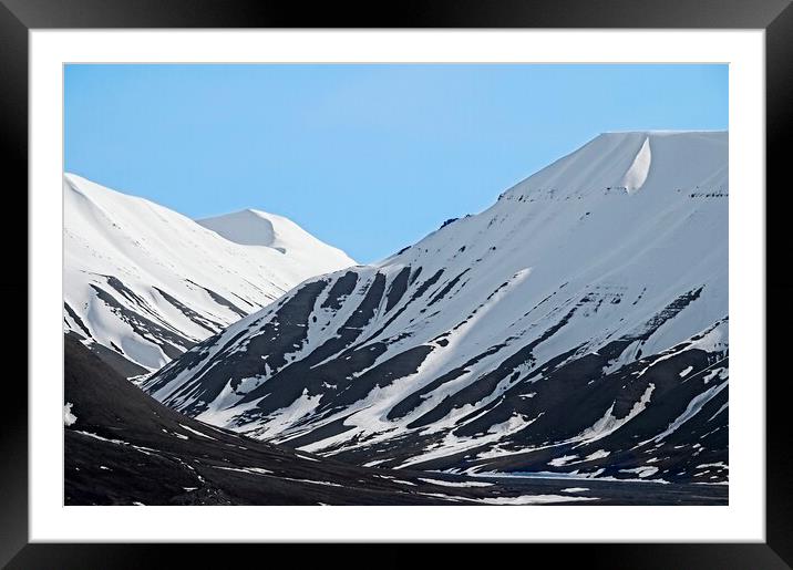 Snowy Mountain Landscape in Svalbard Framed Mounted Print by Martyn Arnold