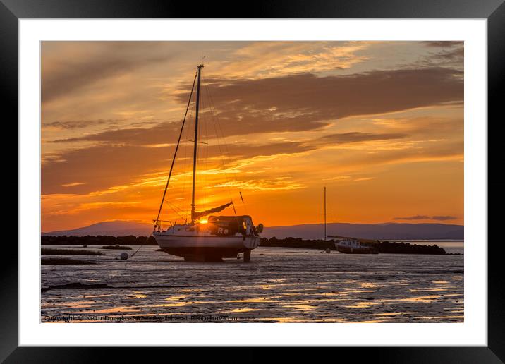 Morecambe Bay - Boat at Sunset Framed Mounted Print by Keith Douglas