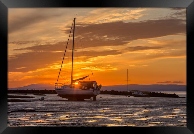 Morecambe Bay - Boat at Sunset Framed Print by Keith Douglas