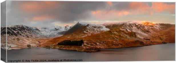 Haweswater snowy sunrise  Canvas Print by Ray Tickle