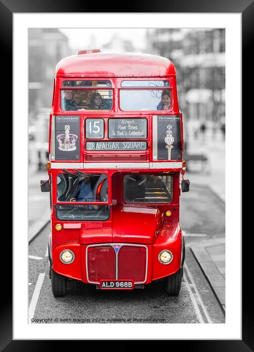 Red London Bus to Trafalgar Square Isolations Framed Mounted Print by Keith Douglas