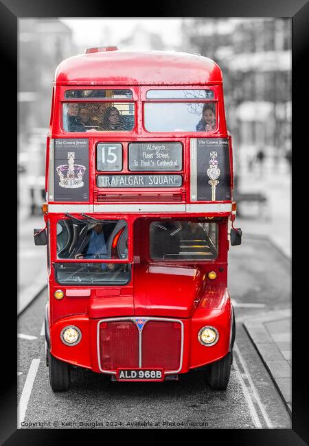 Red London Bus to Trafalgar Square Isolations Framed Print by Keith Douglas