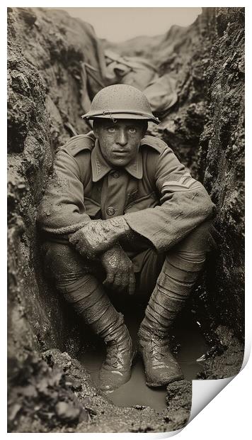 British World War 1 Trench: Euphoria and Despair Print by T2 