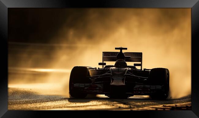 Formula 1 Car Silhouette: Sunshine and Showers Framed Print by T2 