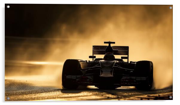 Formula 1 Car Silhouette: Sunshine and Showers Acrylic by T2 