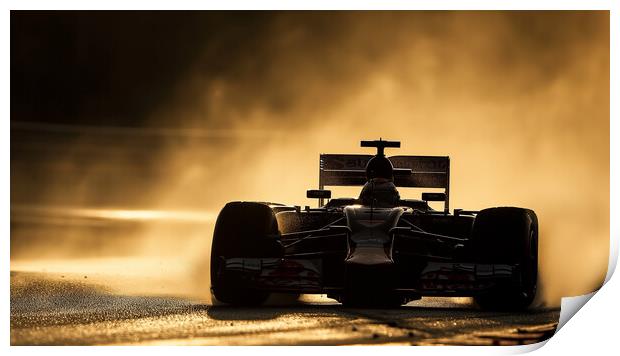 Formula 1 Car Silhouette: Sunshine and Showers Print by T2 