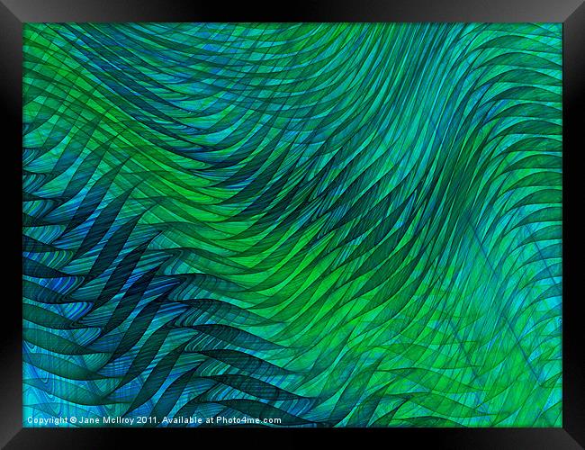Blue Green Voile Digital Abstract Framed Print by Jane McIlroy