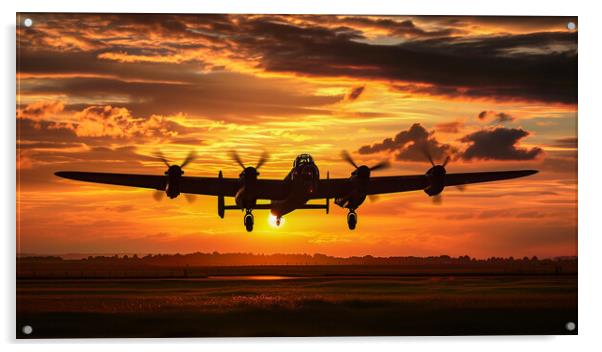 British Lancaster Sunset Landing Acrylic by T2 