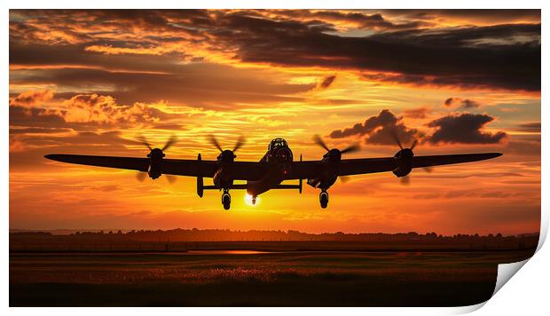 British Lancaster Sunset Landing Print by T2 