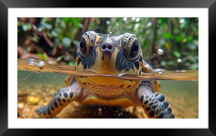 Alison the Amazon River Turtle Framed Mounted Print by T2 