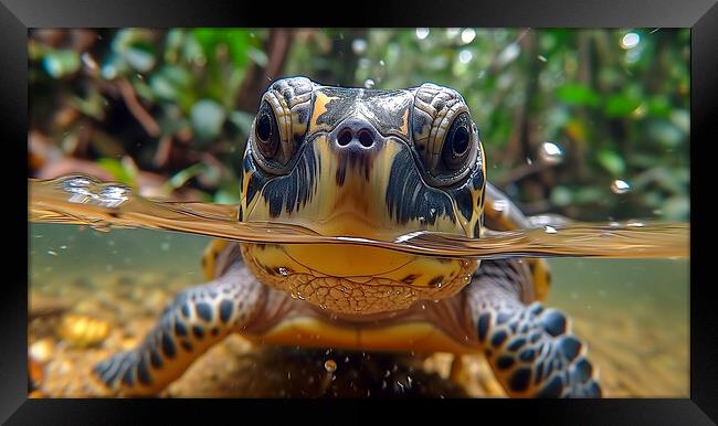 Alison the Amazon River Turtle Framed Print by T2 
