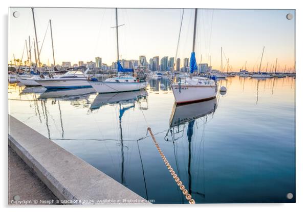 San Diego Harbor - Calm Sunrise Acrylic by Joseph S Giacalone