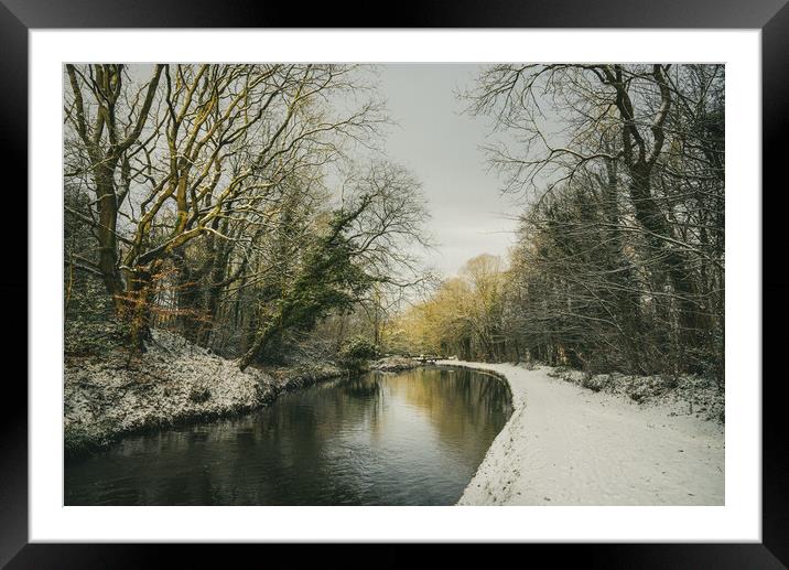 Peak Forest Canal in winter Framed Mounted Print by Andrew Kearton