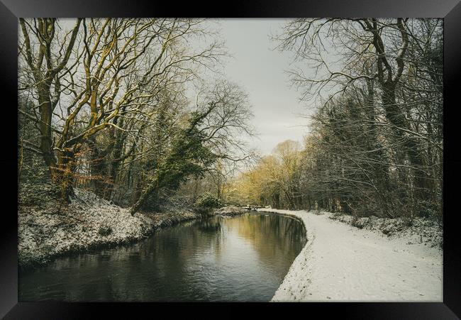 Peak Forest Canal in winter Framed Print by Andrew Kearton