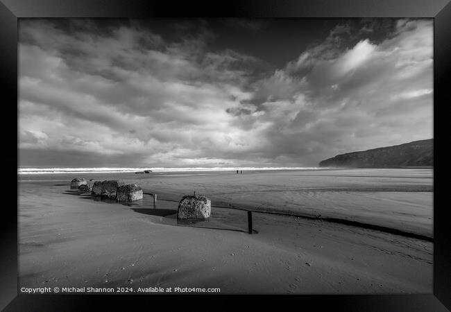 Winter scene Speeton Beach,  at Low Tide Framed Print by Michael Shannon