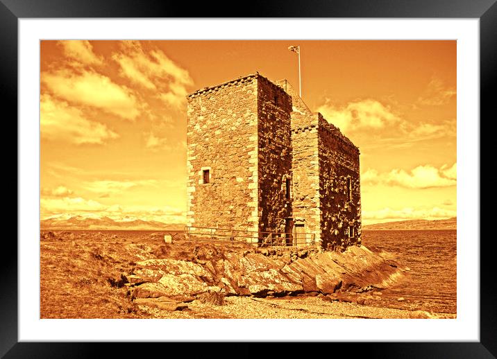 Portencross Castle, North Ayrshire (sepia) Framed Mounted Print by Allan Durward Photography