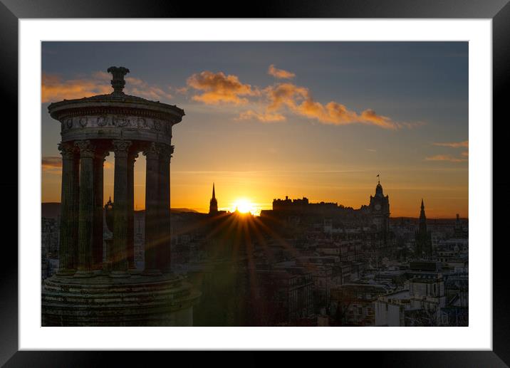 Edinburgh Sunset From Calton Hill Framed Mounted Print by Alison Chambers