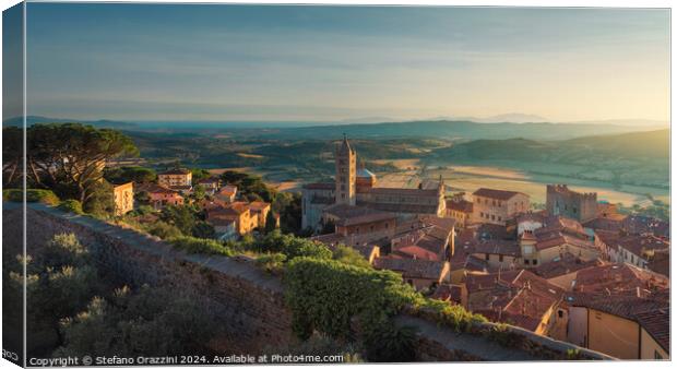 Massa Marittima view from the Cassero Senese fortress, Tuscany,  Canvas Print by Stefano Orazzini