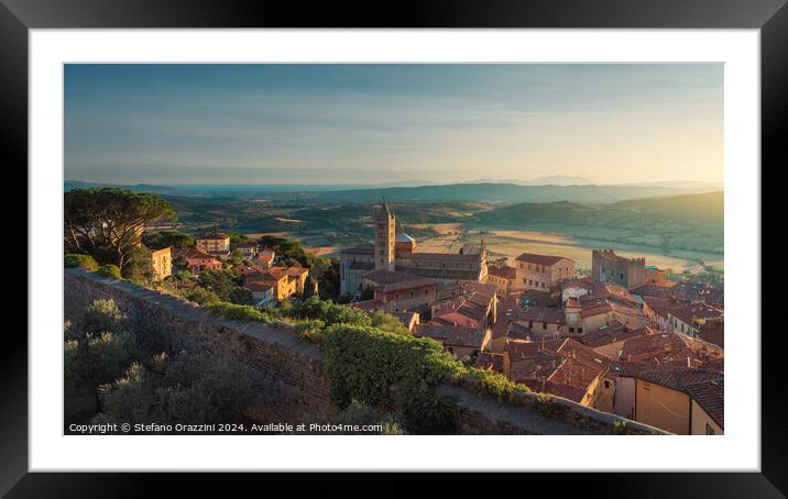 Massa Marittima view from the Cassero Senese fortress, Tuscany,  Framed Mounted Print by Stefano Orazzini