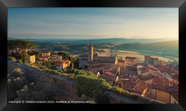 Massa Marittima view from the Cassero Senese fortress, Tuscany,  Framed Print by Stefano Orazzini