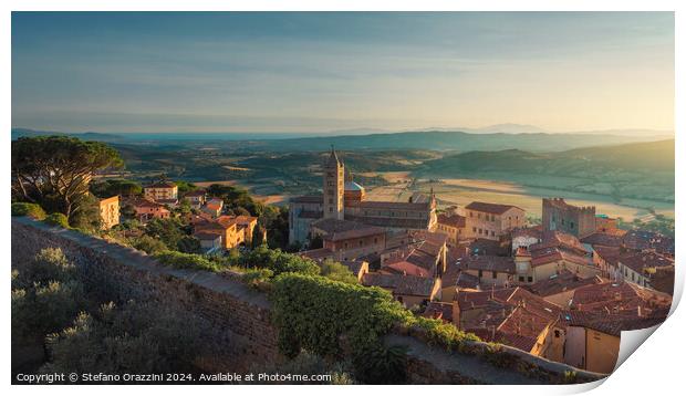 Massa Marittima view from the Cassero Senese fortress, Tuscany,  Print by Stefano Orazzini