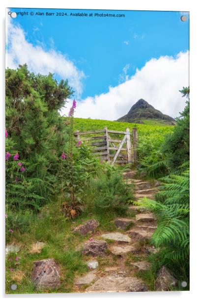 Path to Yewbarrow Mountain summit in the English L Acrylic by Alan Barr